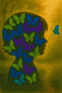 Child's imagination in hypnotherapy session experiencing hypnosis, guided by an experienced hypno-psychotherapist 